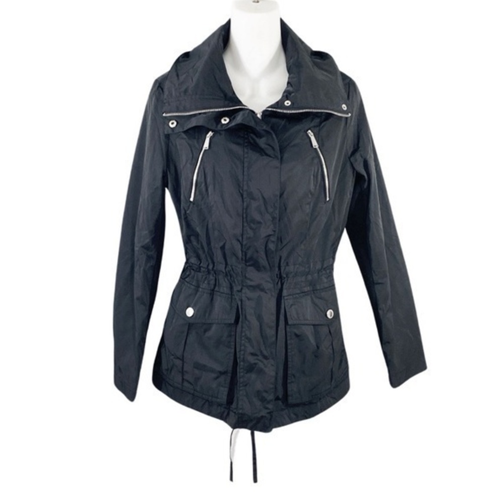 BCBGeneration black silver hardware hoodie sporty jacket XS